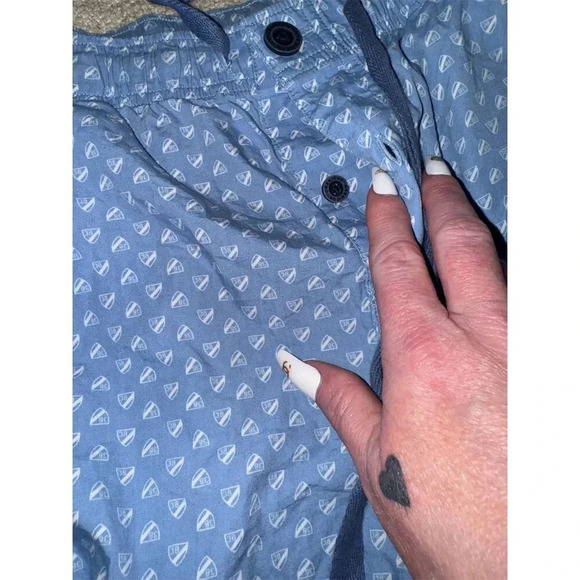 Cremieux Men's Sleep Shorts L Blue Sailboat Print Adjustable Drawstring - Picture 4 of 14